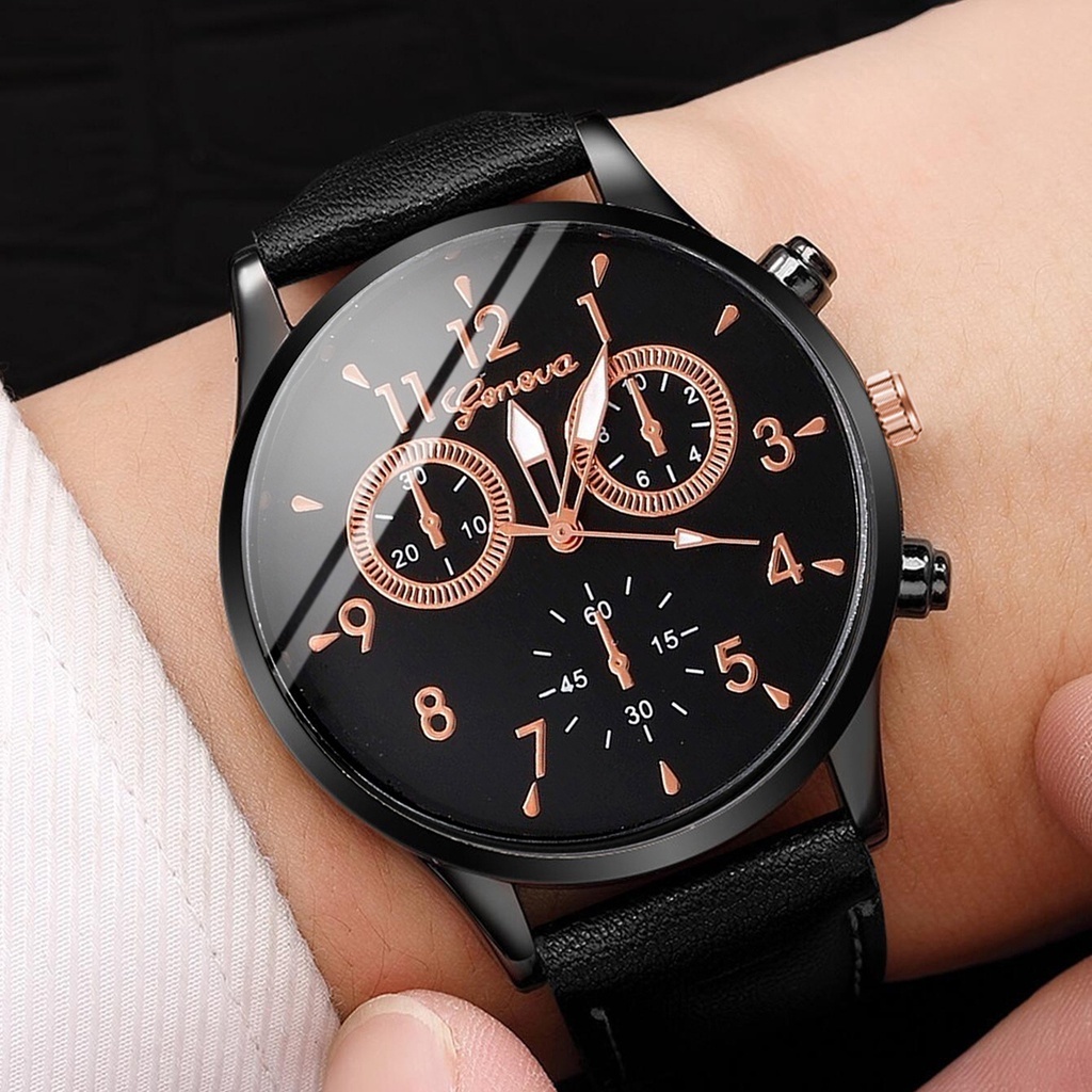 Đồng Hồ Quartz Geneva Với Dây Đeo Da