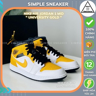 Giày Thể Thao Jordan 1 Mid University Gold 🔴CHÍNH HÃNG🔴 Nike Air Jordan 1 Mid White Gold [554724-170] - Simple Sneaker