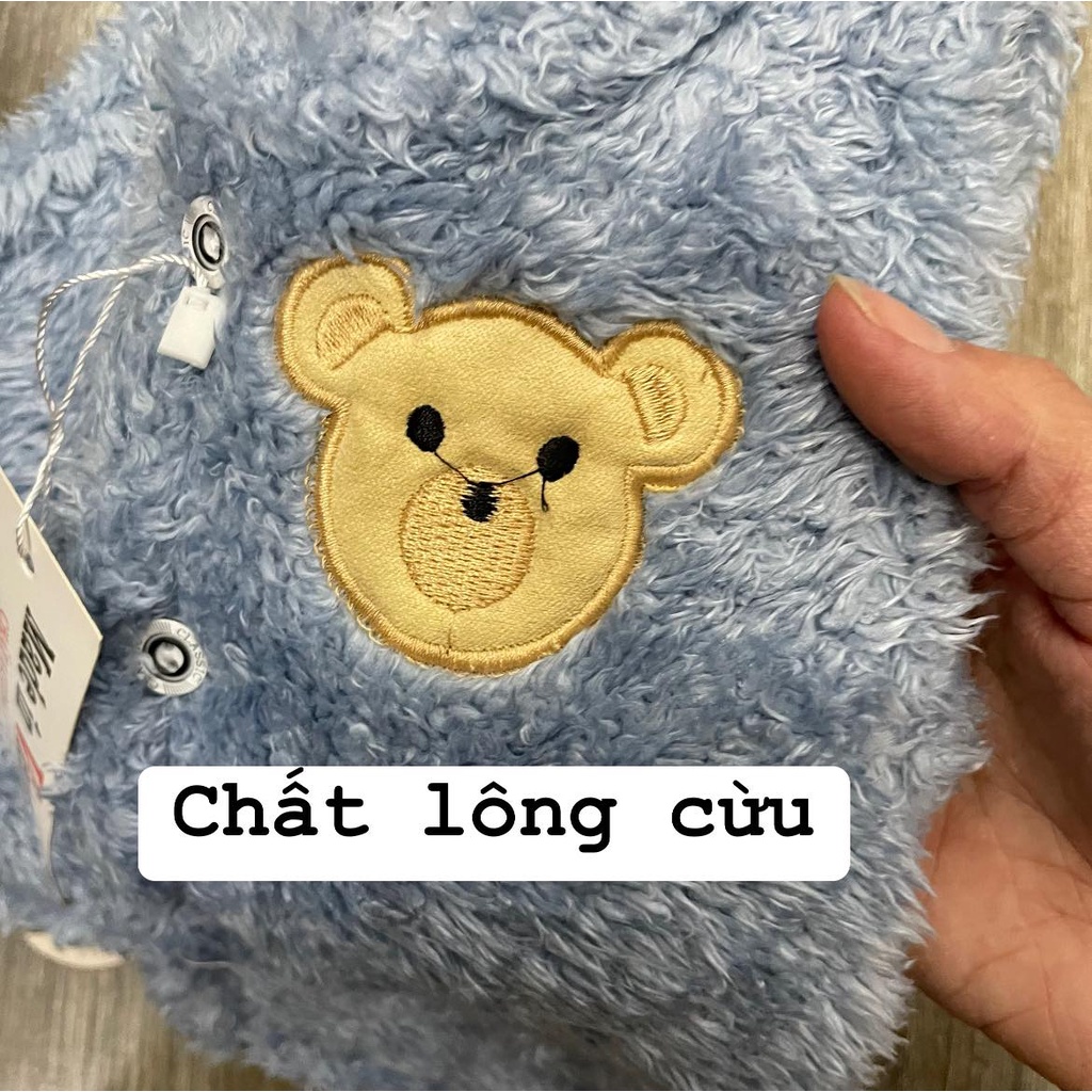 Áo gile hnkids vải lông cừu cho bé trai, bé gái