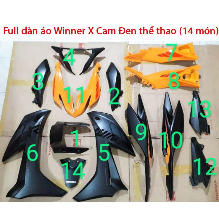 Dàn áo/ Vỏ nhựa Winner X Cam Đen thể thao 2019