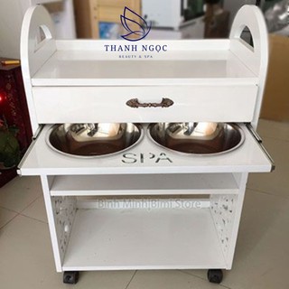 XE ĐẨY SPA GỖ CÓ NGĂN ĐỂ BÁT NƯỚC