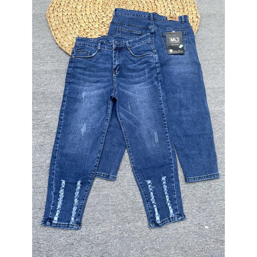 [Bigsize] Quần Jean Nữ 9 Tấc Hàng Co Giãn Mẫu Cào Rách Lai Từ 60-85kg Mã 4372