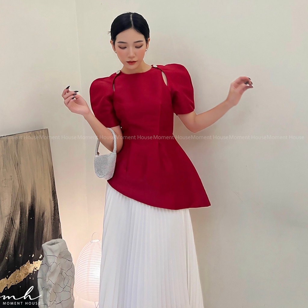 ÁO KHOÉT VAI TÀ CHÉO - Hàng thiết kế may 2 lớp chất tapta ánh kim có đúp lót lụa, đính tag 2 vai siêu sang