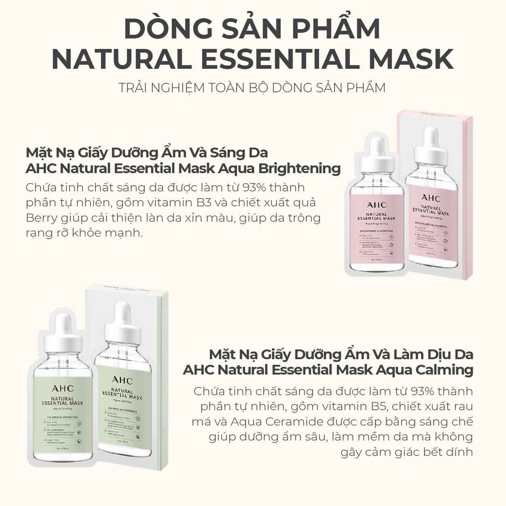 [GWP] Mặt Nạ Giấy Phục Hồi Da - AHC Natural Essential Mask Aqua Nourishing (28g x 5 Miếng)