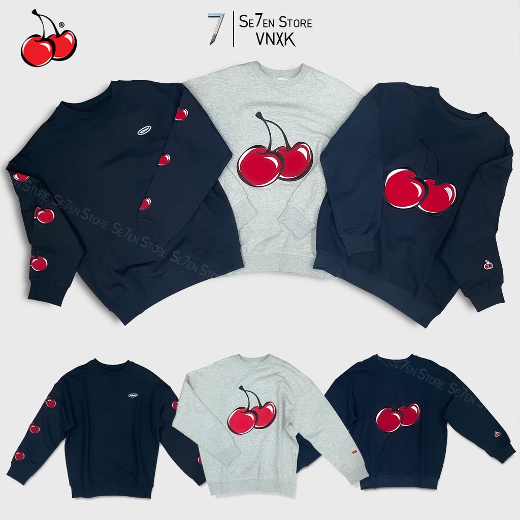 Áo nỉ bông KIRSH BIG CHERRY Sweatshirt Unisex tay dài Brand Hàn Quốc mặc mùa lạnh hoặc buổi tối
