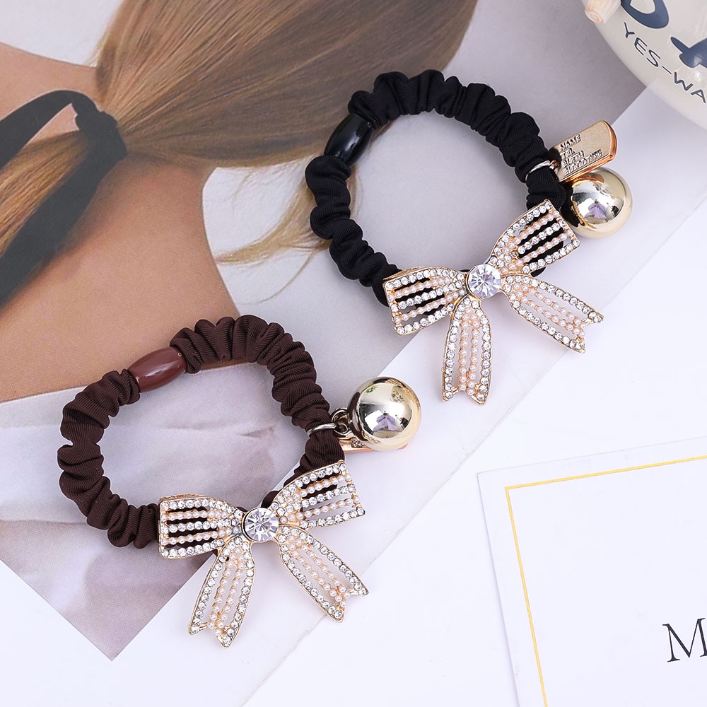 Dây Cột Tóc Cao Su Co Giãn Đính Đá Lấp Lánh Phong Cách Hàn Quốc Cho Nữ