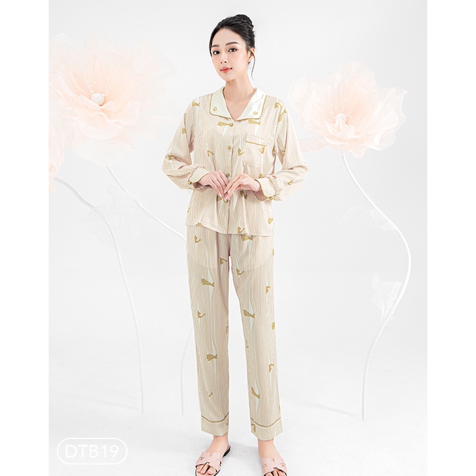 Bộ ngủ satin ZAM Luxury - DTB19 - Áo dài tay quần dài