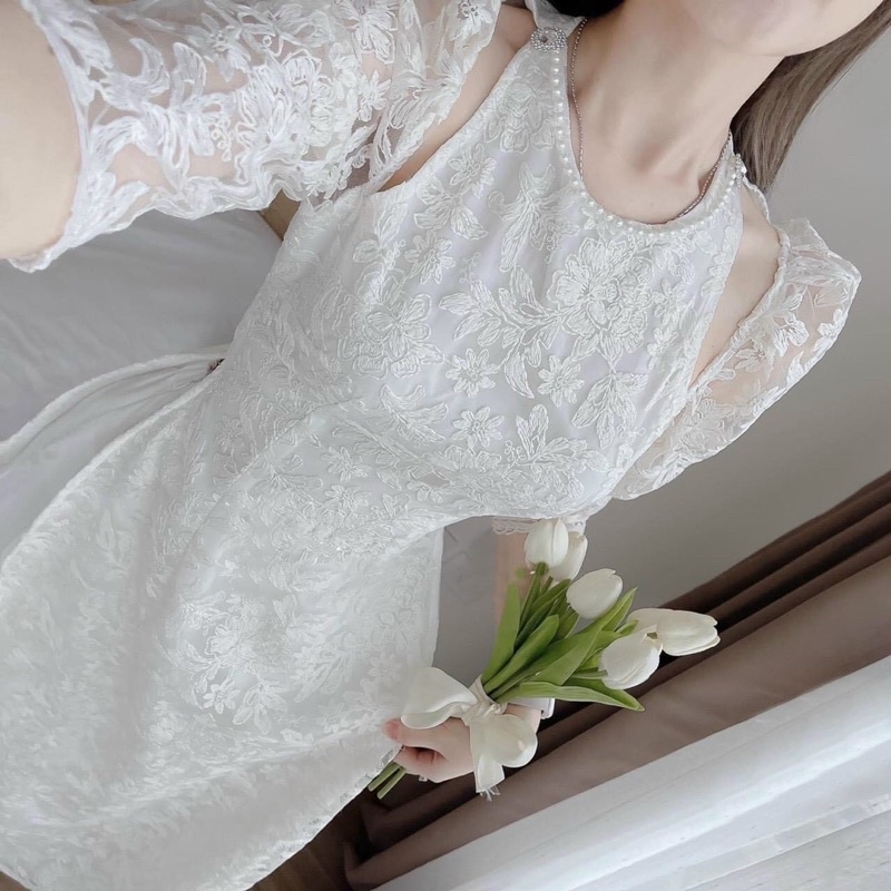 Áo dài ren 4 tà cao cấp