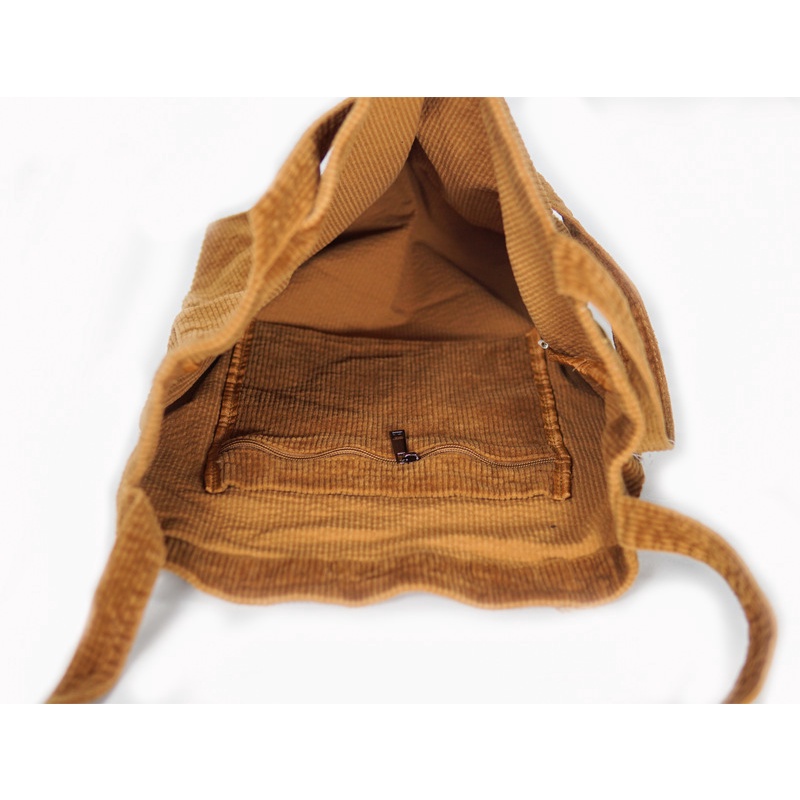 Túi Tote Đeo Vai Sức Chứa Lớn Bằng Vải Nhung Kẻ Đơn Giản Phong Cách Hàn Quốc Cổ Điển