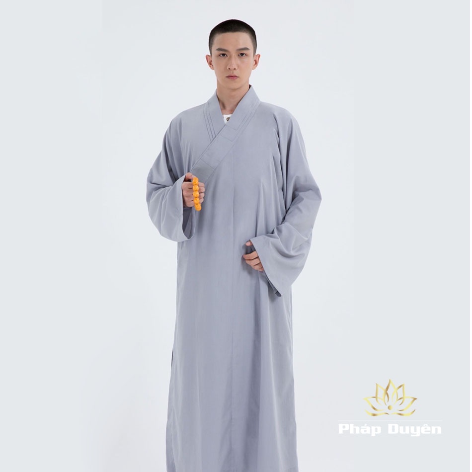Áo Tràng Trường Sam 7 Vạt (đi đường) nhập khẩu cao cấp màu Lam (Xám)