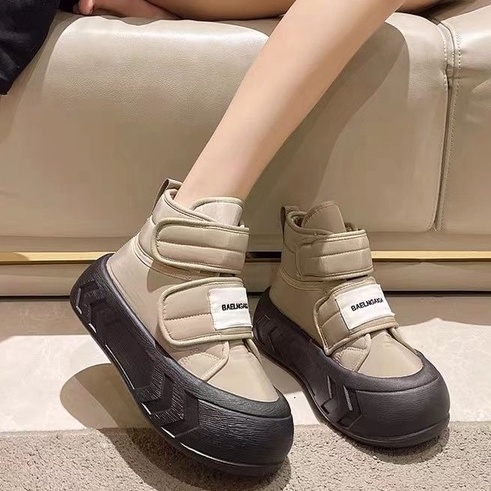 Giày Bánh Mì Cotton Đế Dày Cao Cổ Quai Dán Ngang Dễ Thương Dành Cho Nữ