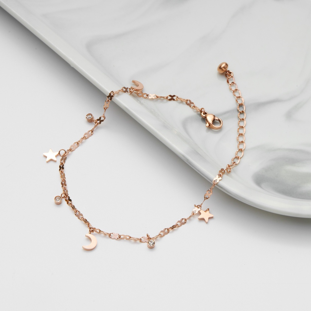 Lắc chân nữ CDE Moon & Star Anklet Rose Gold CDE9004RG