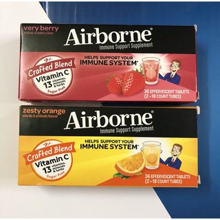 Viên sủi C Airborne Origial Immune Support Vitamin C 1000mg - Mỹ