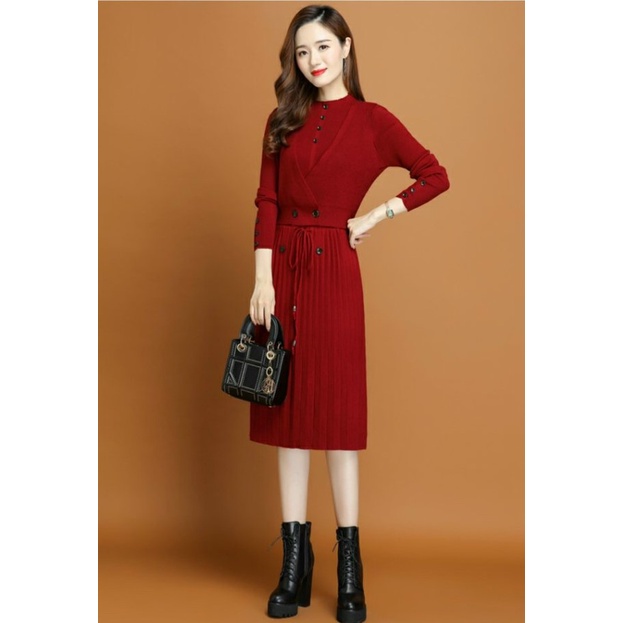 Váy len bầu mùa đông chất đẹp dày dặn freesize dưới 75kg