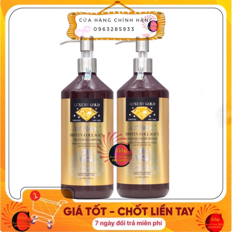 Dầu Gội Xả BIOTIN & COLLAGEN Luxury Perfum Màu Vàng 1000ML - Hương Nước Hoa GUCCI - Chính hãng