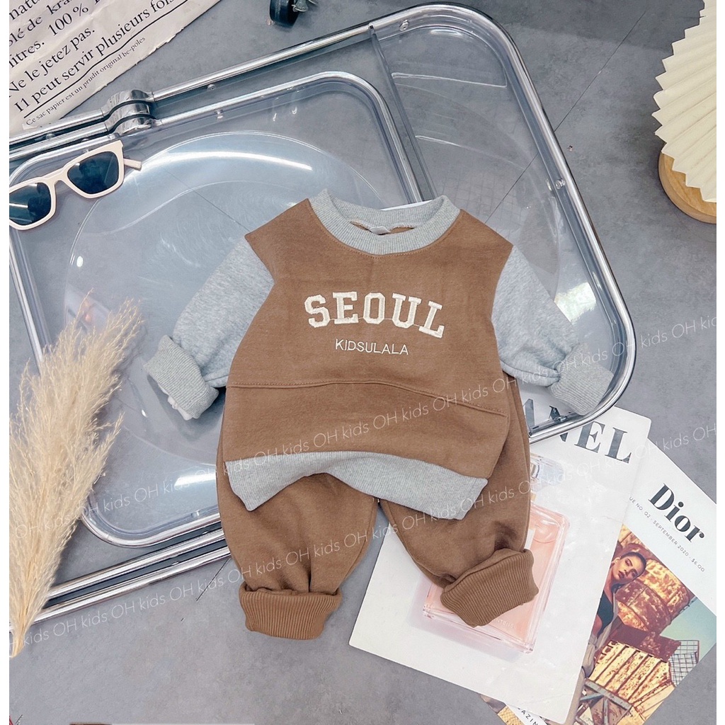 THANH LÝ - Bộ nỉ lông dày siêu ấm cho bé 8-20kg