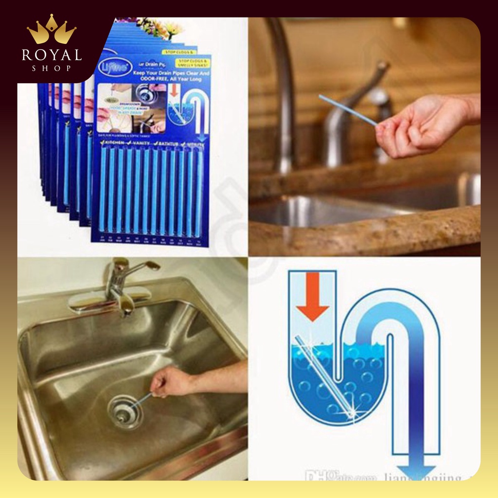 Vỉ 12 que thả thông cống, bồn rửa bát tự tiêu (Giao màu ngẫu nhiên)