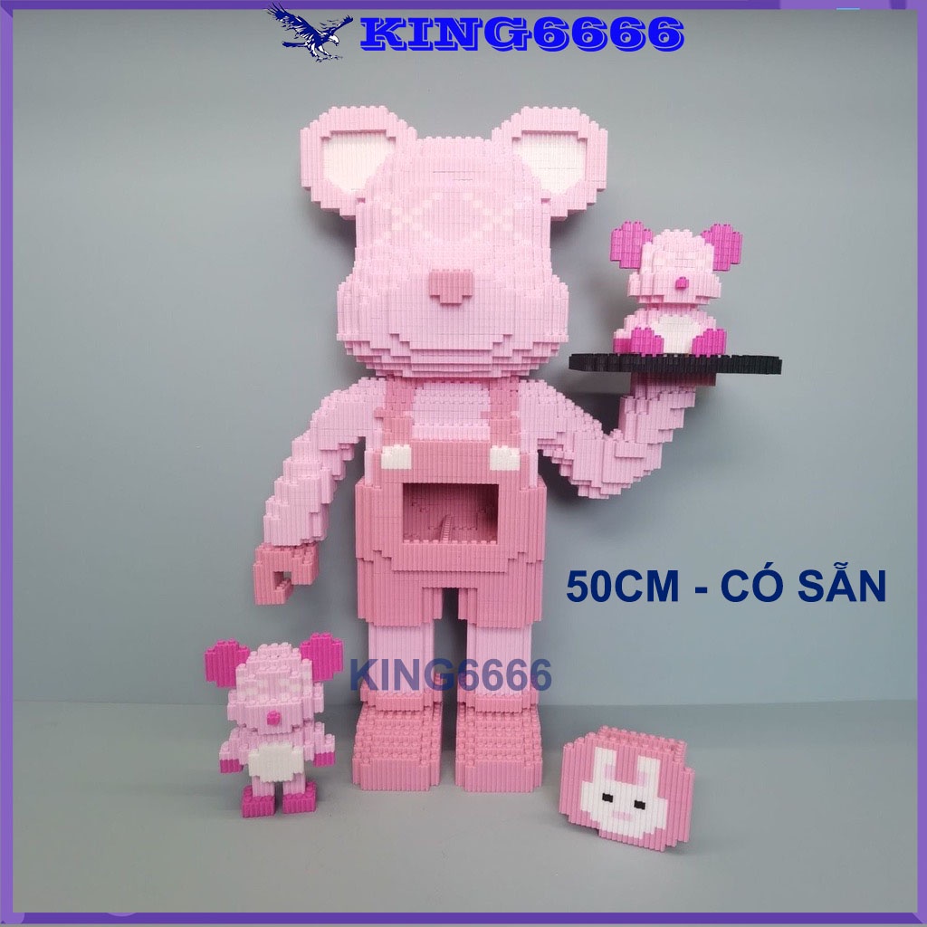xếp hình Gấu Bearbrick bồi bàn bê khay đồ 50cm Đồ chơi lắp ráp mô hình cỡ lớn nano 3d bear bricK có tặng búa