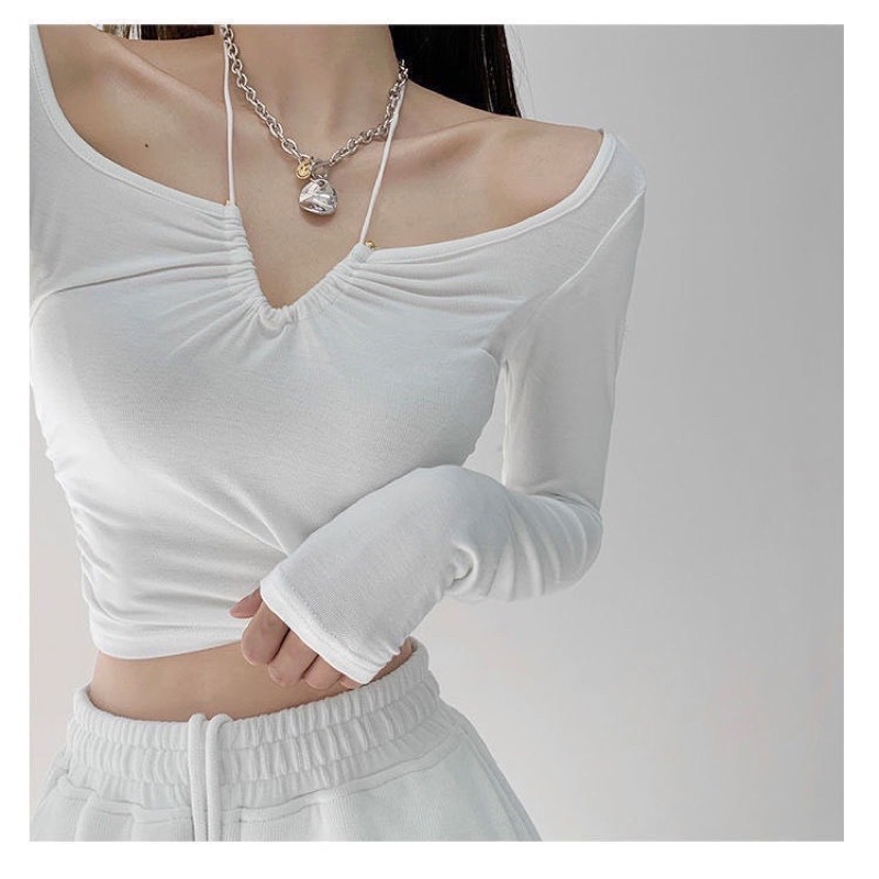 [Hot] ÁO CỔ U DÂY V NHÚN 2 BÊN SƯỜN PHỐI KHOEN CỰC CÁ TÍNH CHIZISHOP