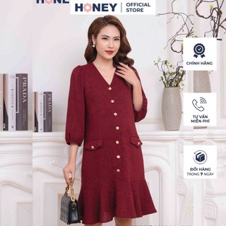 Đầm thiết kế chất dạ mềm tay lỡ dáng suông đuôi cá- thời trang bà bầu cao cấp honey