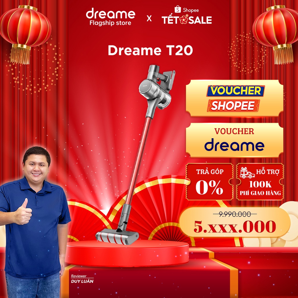 Máy hút bụi cầm tay không dây thông minh Dreame T20 - Lực Hút 25.000 Pa - Phiên Bản Quốc Tế - BH 12 Tháng