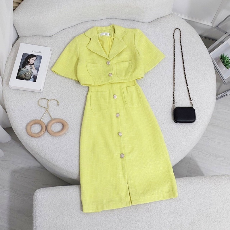 Sét Vest Dạ Chân Váy Dài