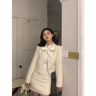Set dạ tweet vest trắng lịch sự sang trọng