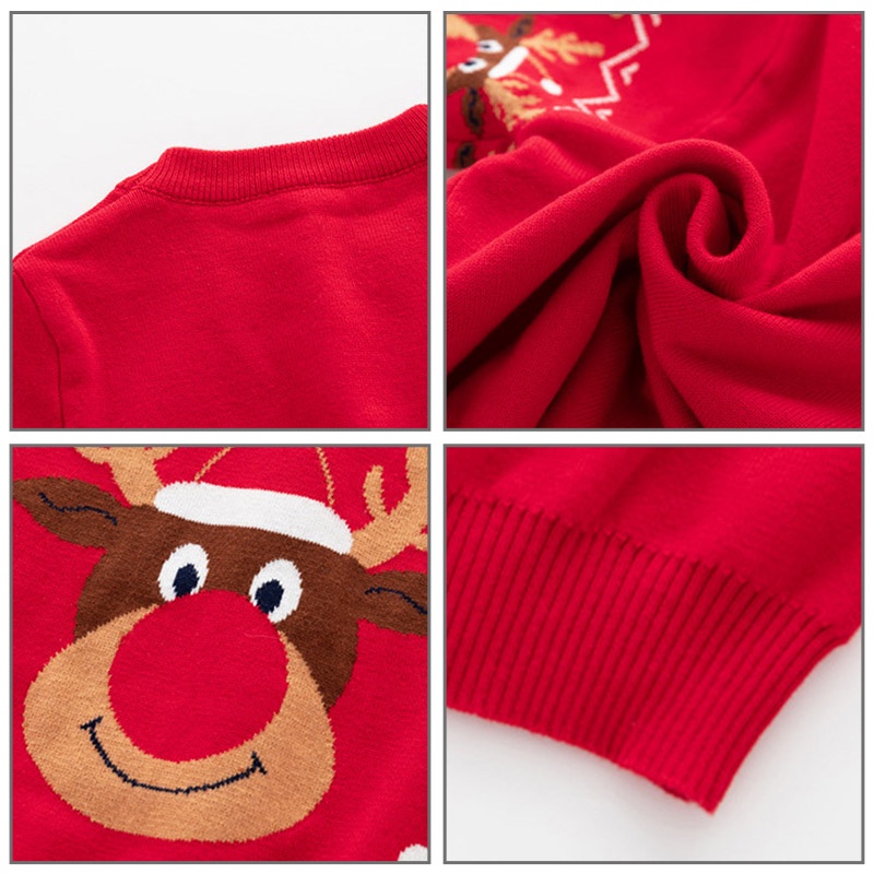 Áo sweater dệt kim AMILA họa tiết tuần lộc phong cách giáng sinh thời trang dễ thương cho bé trai