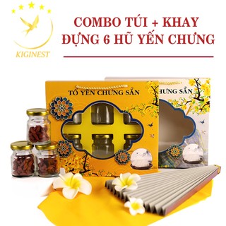 Túi Ép Kim Đựng 6 Hũ Yến Chưng Sẵn - Mẫu Có Khay - Không Khay - Túi 10 Hũ Yến Đựng Hũ Dung Tích 70Ml, 75Ml