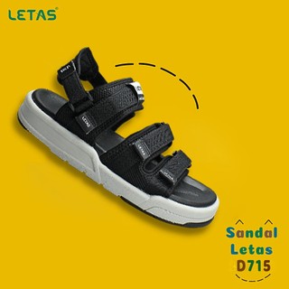 Sandal Unisex Letas D715 đế cao Đen đế ghi