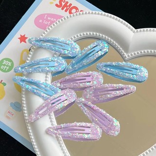Kẹp tóc mái bằng sequin màu xanh dương / tím thời trang hàn quốc