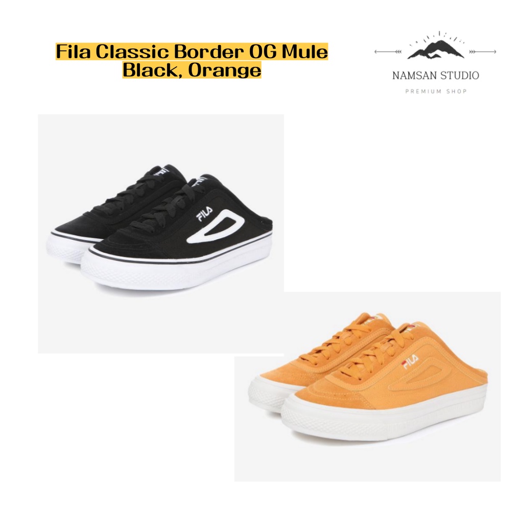 Giày Thể Thao Fila Cổ Điển Viền Màu Đen / Cam