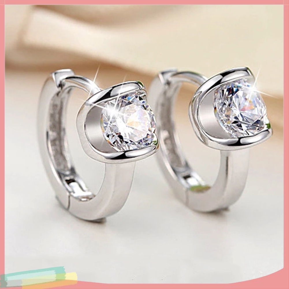 Đôi khuyên tai hình khối đính kim cương giả thời trang cho nữ