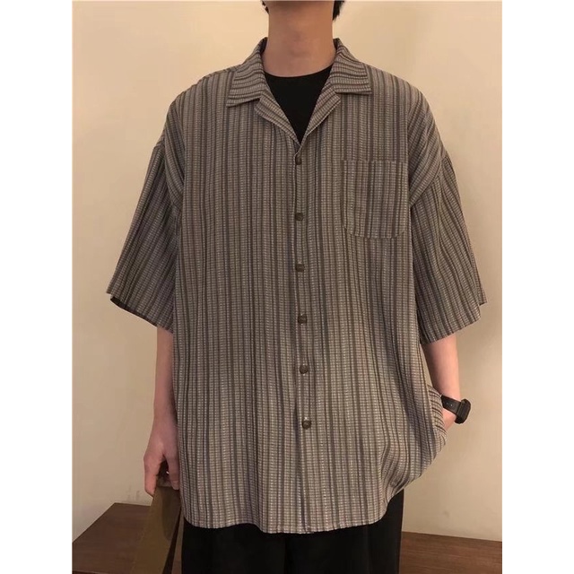 Áo Sơ Mi Nam Tay Ngắn Kẻ Sọc Kiểu Vintage Hàn Quốc Cá Tính Cho áo sơ mi tay dài áo sơ mi nữ form rộng áo sơ mi đẹp áo sơ mi họa tiết