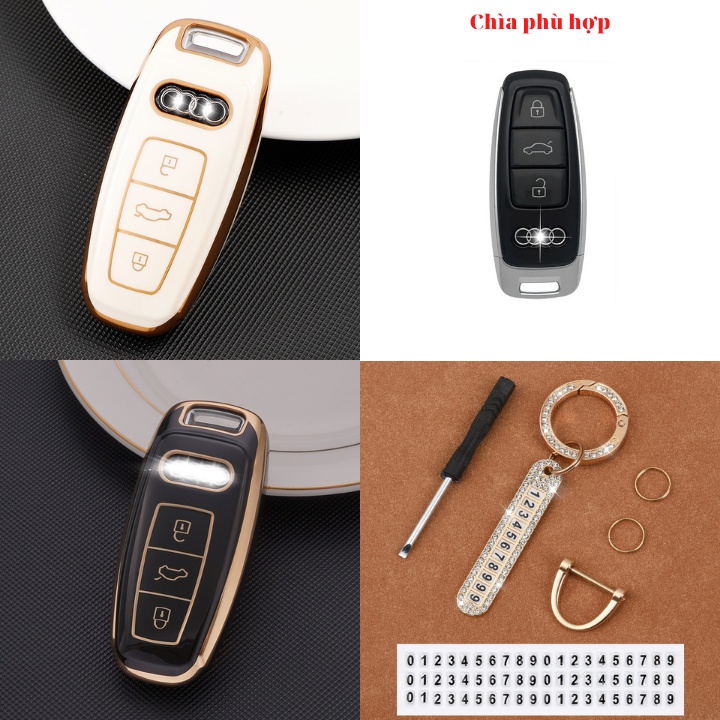 Bao Da, Vỏ Bảo Vệ, Ốp Chìa Khóa, Bọc Chìa Khóa Cao Cấp Dùng Cho Xe Ô Tô Audi A3, A4, A5, A6, A7, A8, A4L, A6L, Q5, Q7