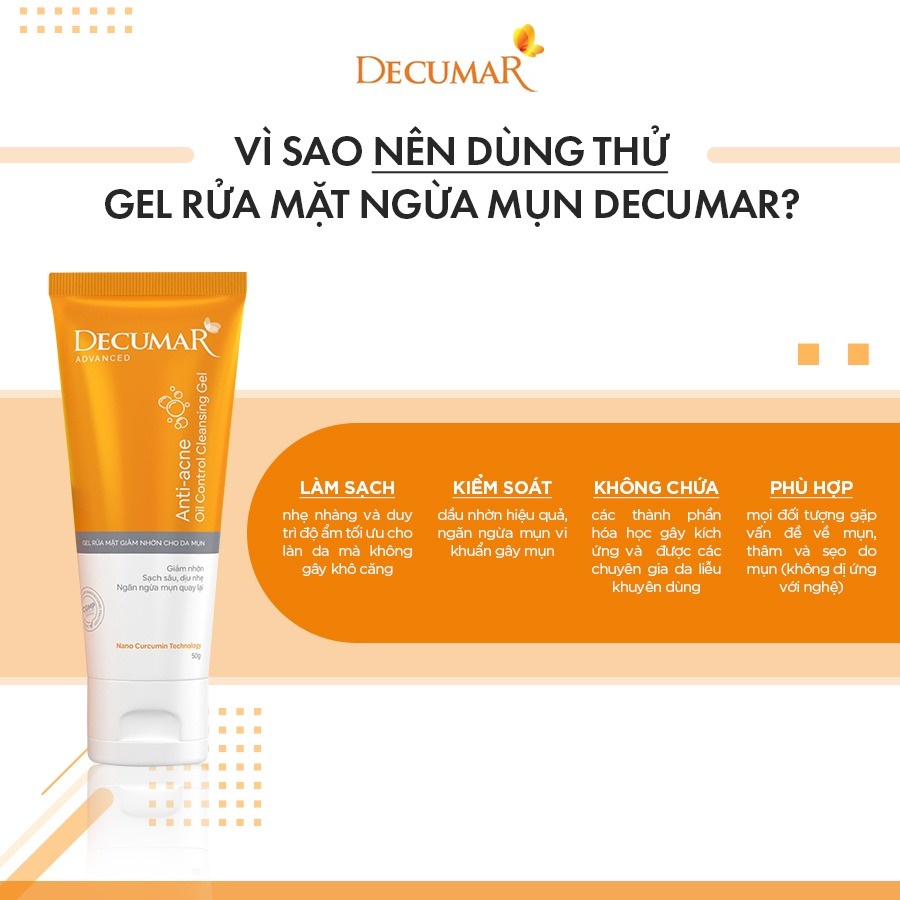 Combo dành cho da mụn Decumar Advanced gồm 1 Gel ngừa mụn, 01 Gel rửa mặt, 01 kem chống nắng - Ngochan Cosmetics