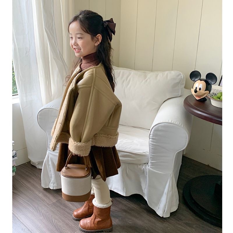 Áo khoác da thời trang thu đông cao cấp cho bé. Áo da có lớp lót lông cừu siêu ấm mềm mịn