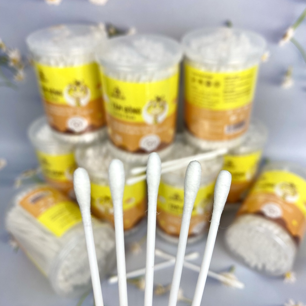 Tăm Bông HỘP TRÒN XOAY COTTON BUDS 120 QUE đầu nhỏ cho bé BÔNG BẠCH TUYẾT