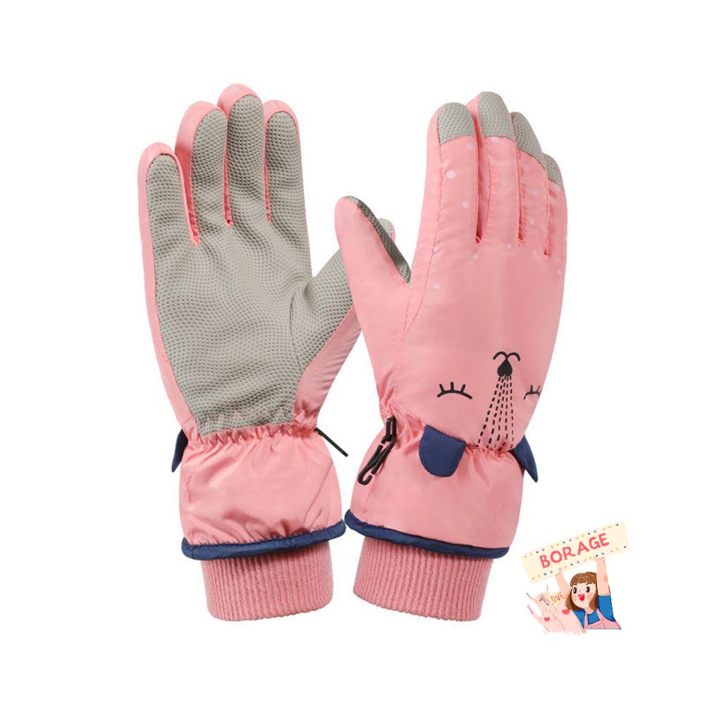 1 Đôi Găng Tay Trượt Tuyết Chống Gió Không Thấm Nước In Hoạt Hình Dễ Thương Cho Bé 6-12 Tuổi