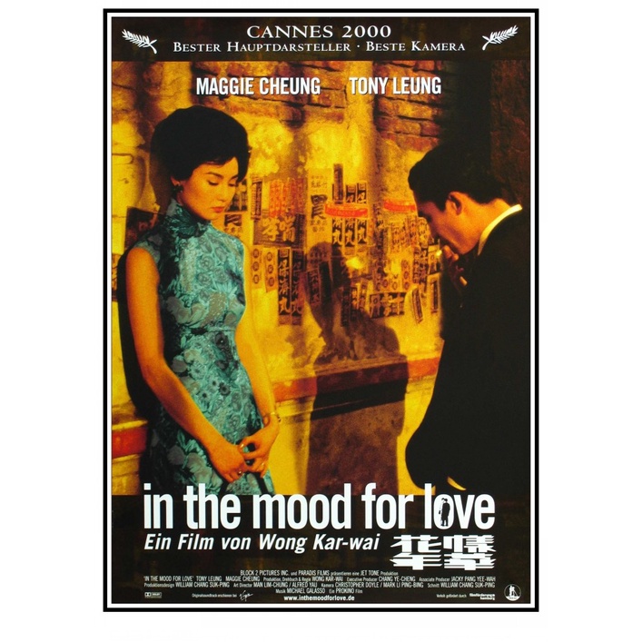 Áp Phích Dán Tường Trang Trí Phòng Khách / Quán bar Bằng Đồng Trắng In the Mood for Love