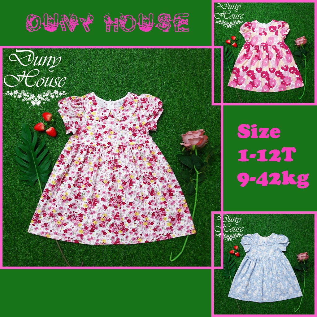 (V06) Váy cổ sen tay bồng cho bé gái 1-12t(9-42kg), Váy thiết kế Cho Bé Gái Duny house