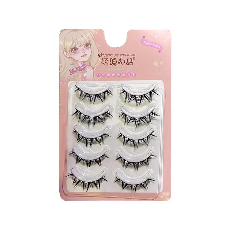MJSP Bộ 5 Cặp Lông Mi Giả 3D Cong Dày Trong Suốt Tự Nhiên Phong Cách Nhật Bản