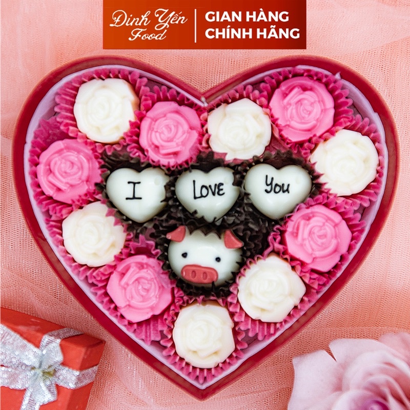 Hộp quà tặng socola valentine/16x3cm/M1B/15 viên