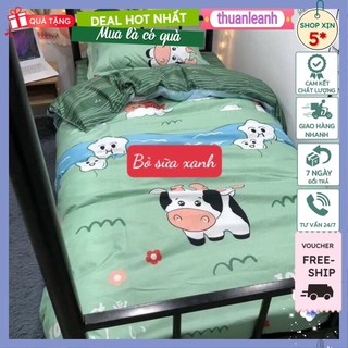 Ga Trải Giường Cotton Poly, Ga Nệm Drap Giường bò sữa xanh, đủ size