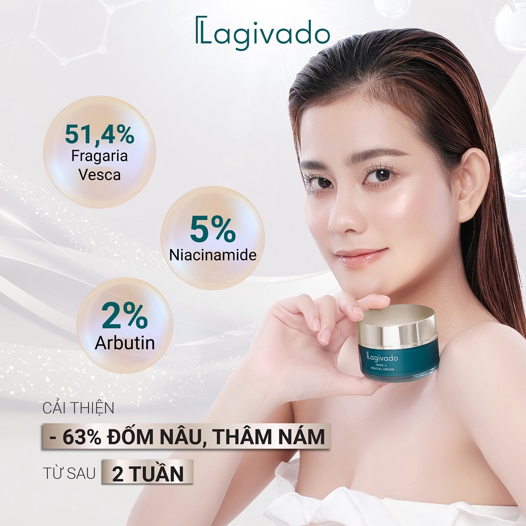 Kem dưỡng trắng da mặt Lagivado High-L Revital Cream với Fragaria vesca 51,4%, Niacinamide 5% - 50 g