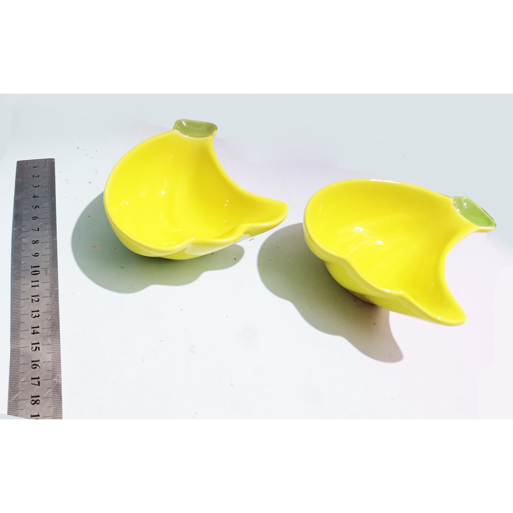 Bát đĩa quả chuối BDIA31 cute dễ thương đựng thức ăn chụp ảnh 10,5x10,7cm Decor Ăn Cơm Ăn Chè Bộ Chén Dĩa