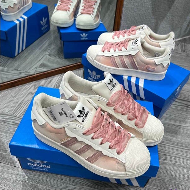Giày Adidas Superstar Das Sò Màu Kem, Superstar Das Sò Màu Hồng Kem Màu Trắng Hot Trend 2022