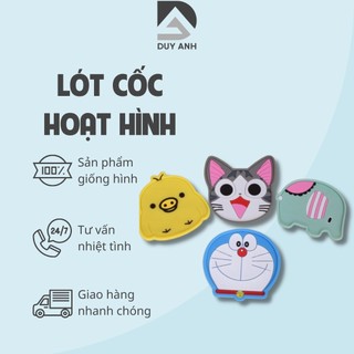 Miếng lót cốc cách nhiệt chống trượt họa tiết hoạt hình - Đế lót ly chất liệu silicon