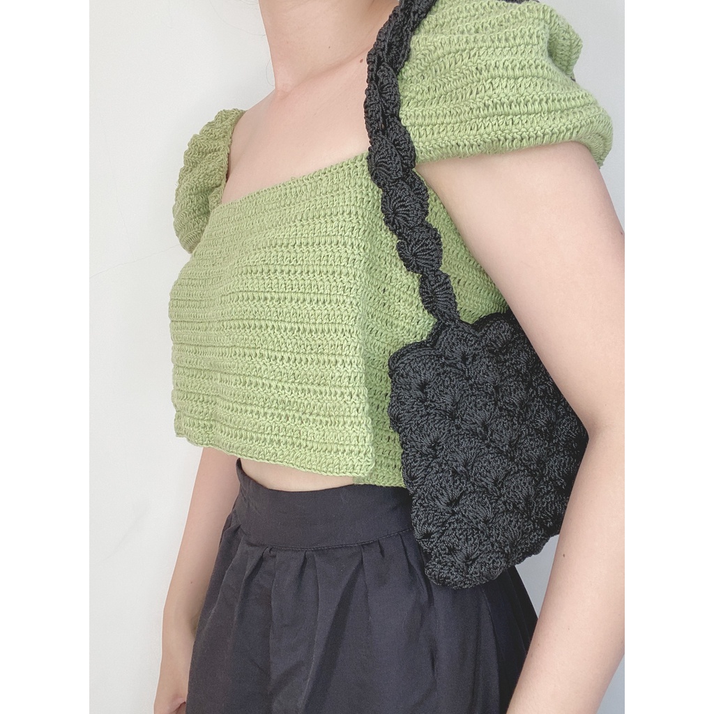 Túi len - họa tiết rẽ quạt siêu cute - HANDMADE 100%