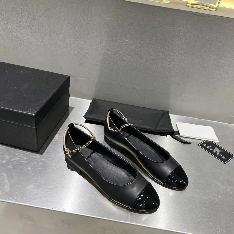 Giày búp bê Cha.nel dây xích NMINESTORE hàng FULLBOX LOGO